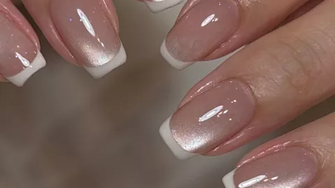 Uñas cuadradas con efecto de gato