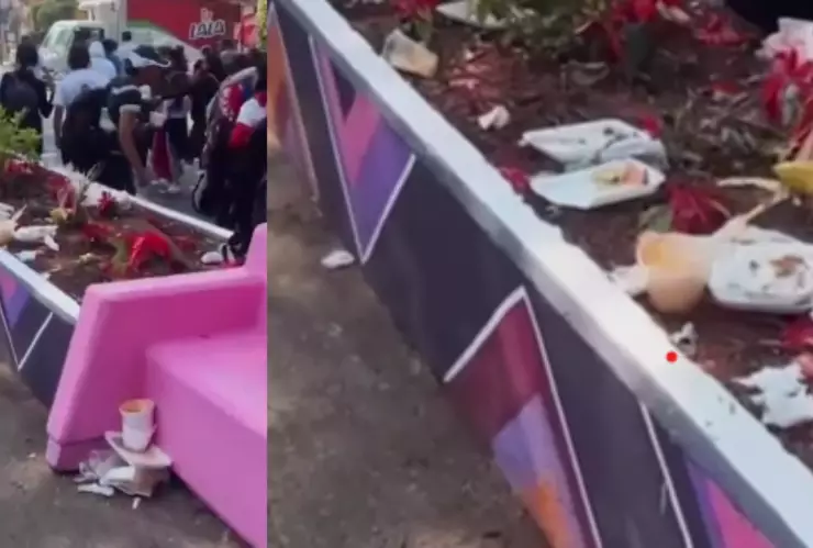 Basura en las calles de la Basílica de Guadalupe