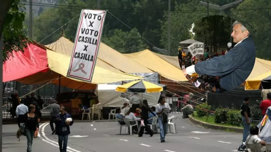 La vez que AMLO desconoció resultados de elecciones 2006 e instaló un plantón en Paseo de la Reforma