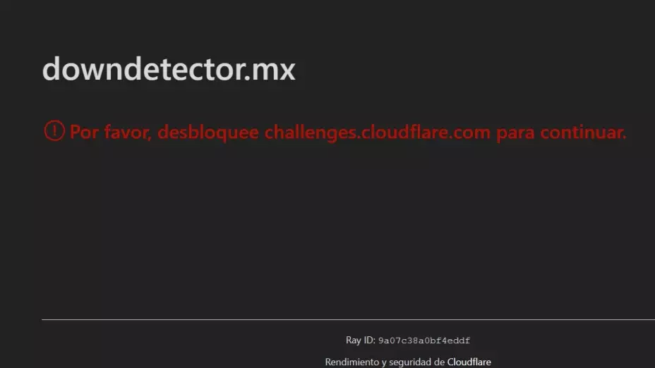 Página de la plataforma “Downdetector” ante caída de cloudflare
