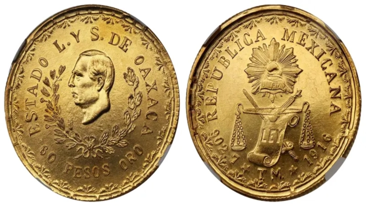 Moneda de 20 pesos de Oaxaca que vale fortunas