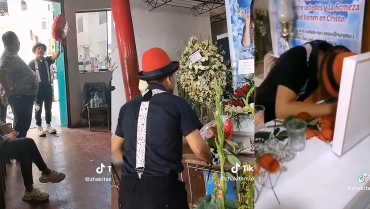 Hombre llega vestido de payaso.