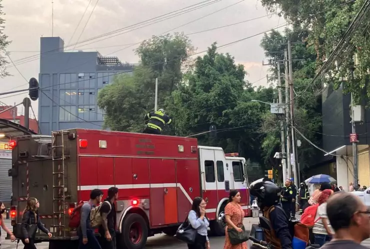 Caos vial en Insurgentes por caída de cable sobre Metrobús