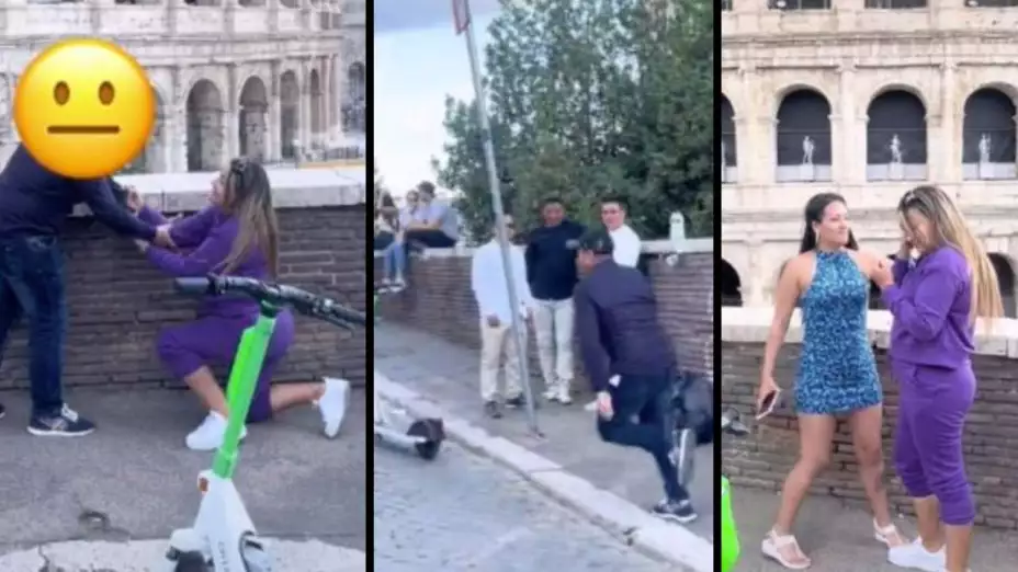 Video Hombre huye tras propuesta de matrimonio de su novia