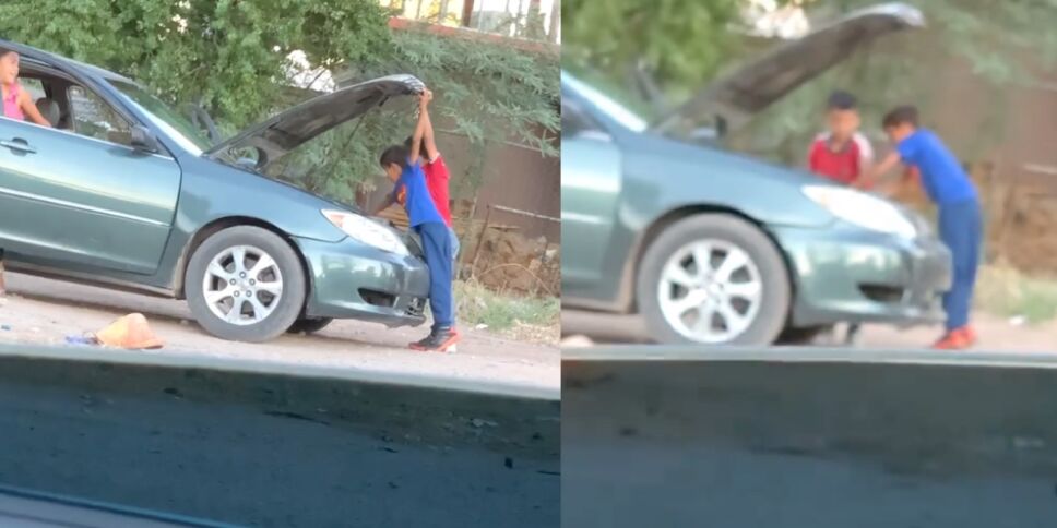 niños arreglan coche video