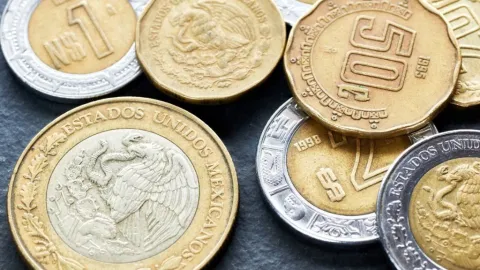 Monedas de 1, 2 y 5 pesos