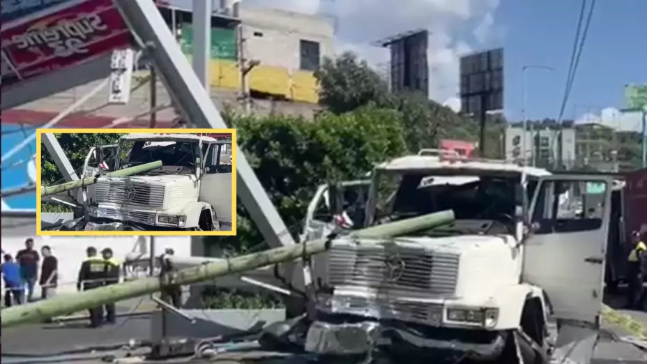 Pipa choca contra la columna de una gasolinera sobre Circuito Interior en CDMX