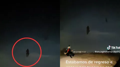 VIDEO Captan extraña figura volando sobre una carretera