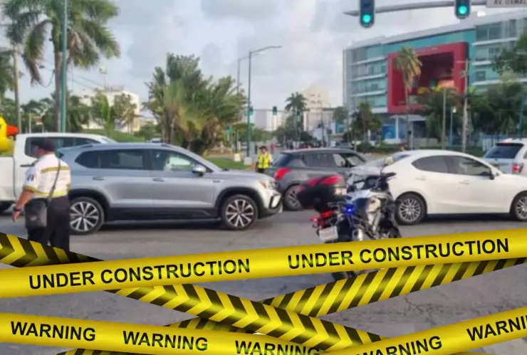 Tráfico por calles cerradas en Cancún HOY 17 de enero de 2025.jpg