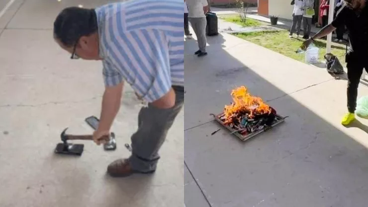 Destruyen y queman teléfonos celulares de alumnos en escuela secundaria de Durango