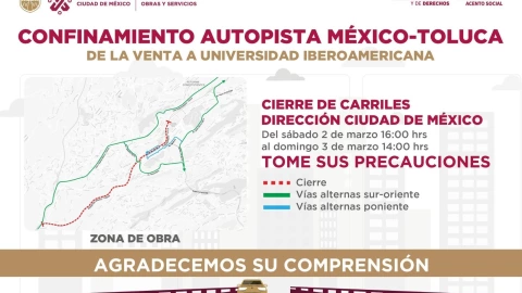 Cierre de la autopista México-Toluca por el Tren Insurgente