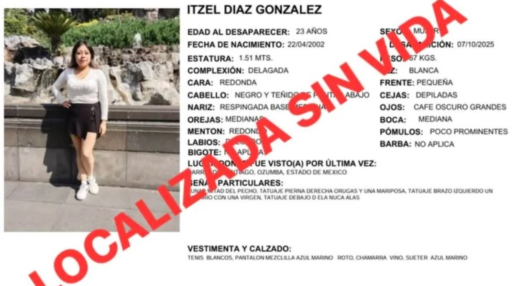 Itzel Díaz González fue encontrada sin vida tras desaparecer en Ozumba.
