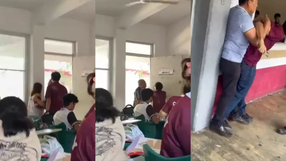 video joven golpea a maestro cobay.