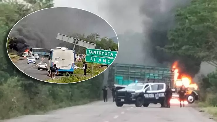 ¡CUIDADO! Incendian camiones de carga y bloquean carreteras al norte de Veracruz
