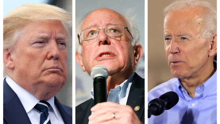 Collage de fotografías con Donald Trump, Bernie Sanders y Joe Biden. Imagen: Reuters