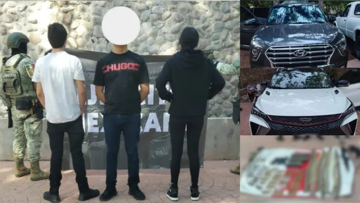 Detienen a tres jóvenes con carros robados, arsenal y drogas en El Walamito, Culiacán