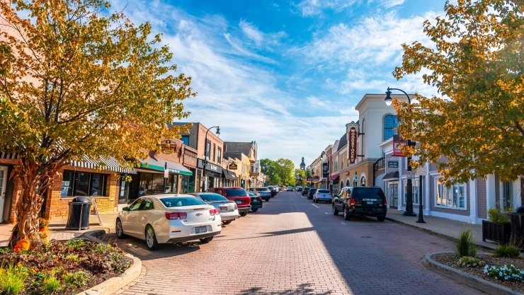 las calles printorescas de Woodstock.