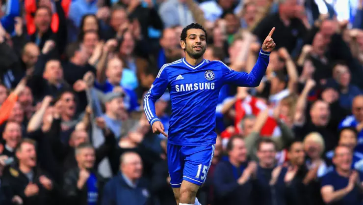 Mohamed Salah celebra su gol con el Chelsea 