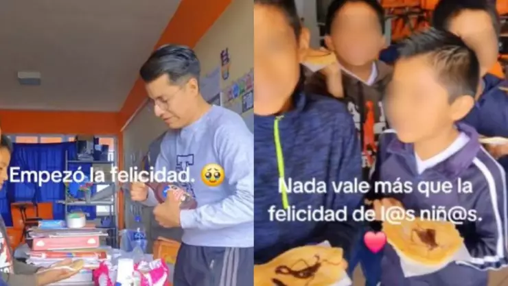 ¡Cumplió los sueños de muchos! Maestro lleva hot cakes a sus alumnos; nunca los habían probado