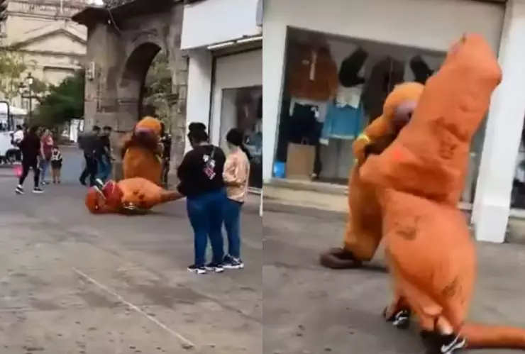 VIDEO | Brutal pelea es captada en pleno Centro de Guadalajara: Botargas se enfrentan en presencia de familias