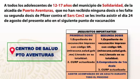 Continúa jornada de vacunación infantil contra Covid-19 en Quintana Roo