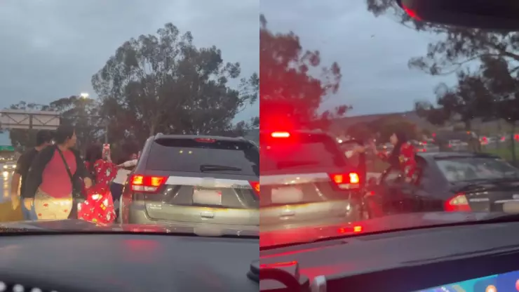 Conductores protagonizan pelea en cruce El Chaparral durante alta afluencia