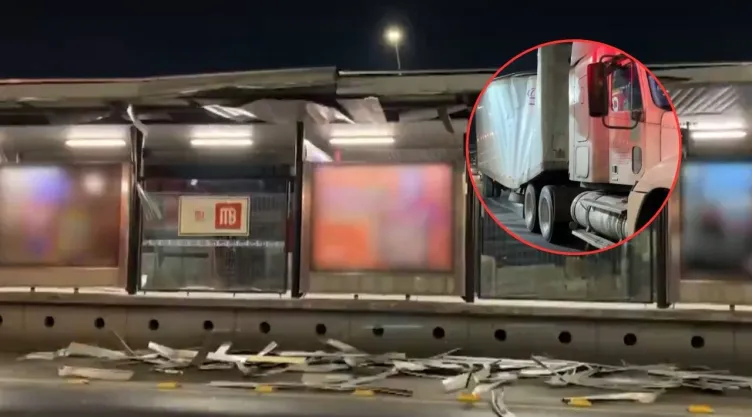 CDMX: Tráiler choca contra estación del Metrobús y destruye parte de CCH Oriente