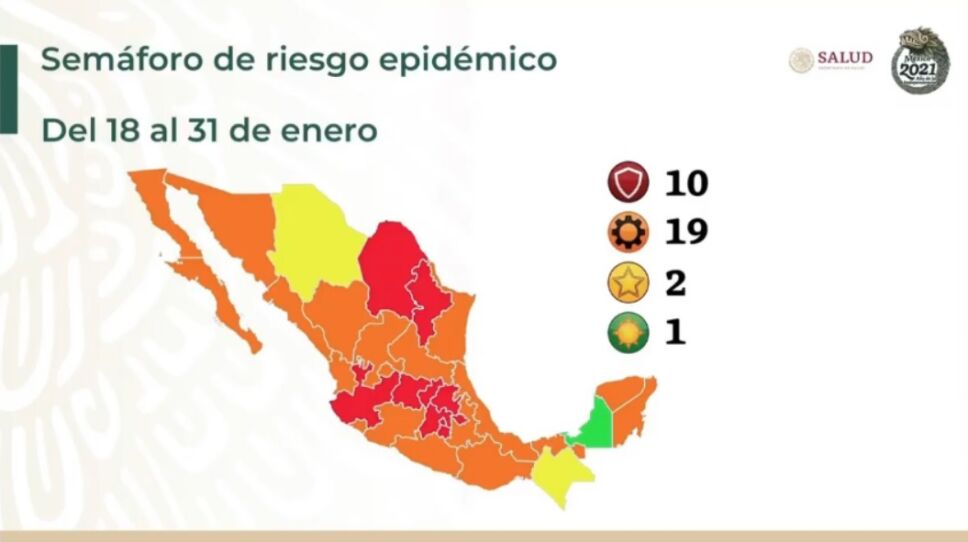 Campeche es el único estado en verde y 10 entidades pasan a rojo por COVID-19: SSa