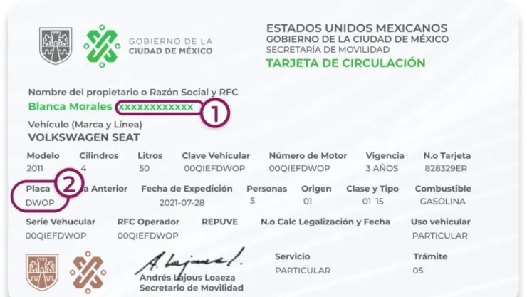 Tarjeta de circulación en la CDMX