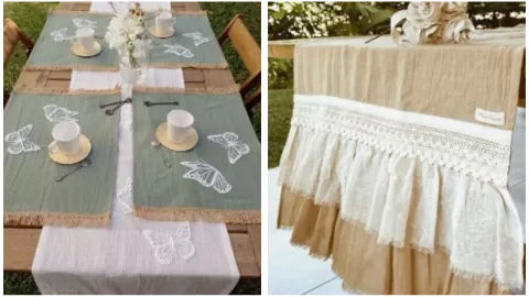 manteles y caminos de mesa con cortinas viejas