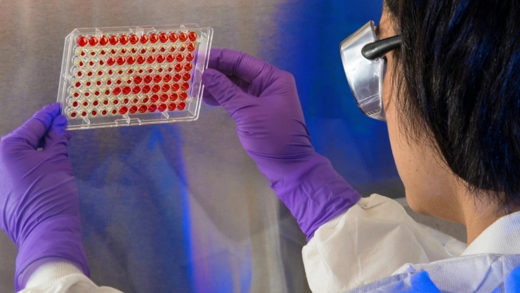 Científica revisando muestras de sangre en un laboratorio del CDC