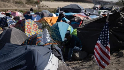 Un campamento de migrantes en California, Estados Unidos