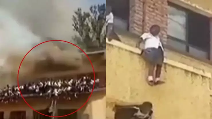 niñas se avientan del techo de su escuela por incendio