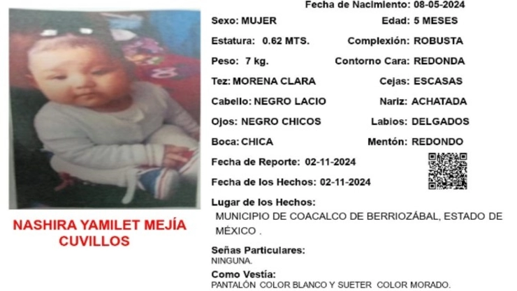 ALERTA AMBER: ¡Urgente! Layla Nashira Yamilet Mejía Cuvillos desapareció en el Estado de México; apoya a localizarla