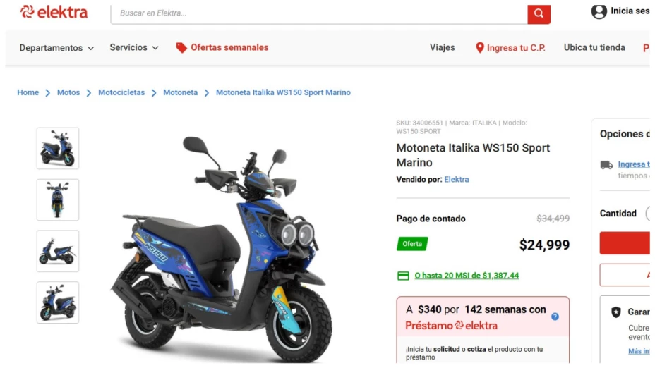 moto italika ws 150 precio