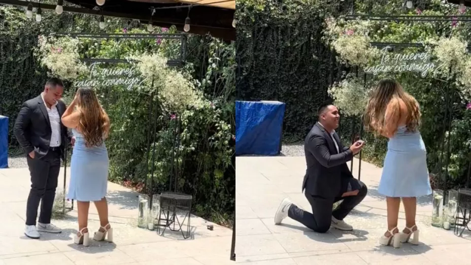 Novio rompe su pantalón durante la pedida de matrimonio