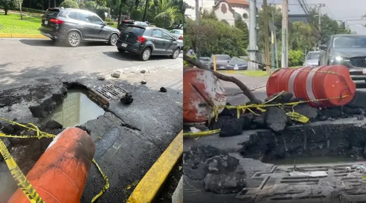 Peligroso socavón en Miguel Hidalgo amenaza a conductores, motociclistas y ciclistas; lleva más de un mes sin atención