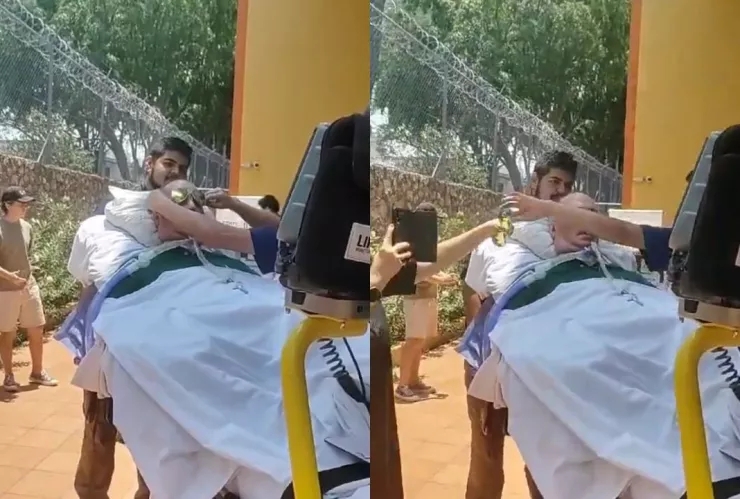 Hombre acudió en camilla a votar en las Elecciones 2024