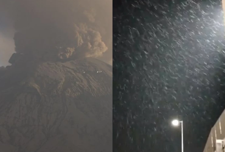 Captan la IMPRESIONANTE lluvia de ceniza del volcán Popocatépetl en Puebla