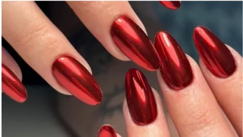 uñas rojas glossy diseños