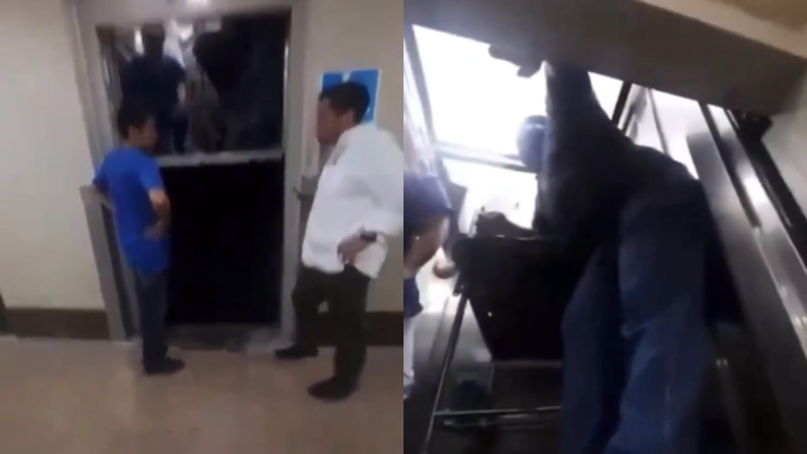 VIDEO: Tres personas quedan atrapadas en elevador de hospital del IMSS en Veracruz