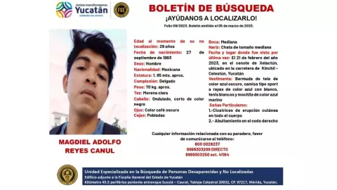 FGE pide ayuda de la ciudadanía para hallar a joven perdido