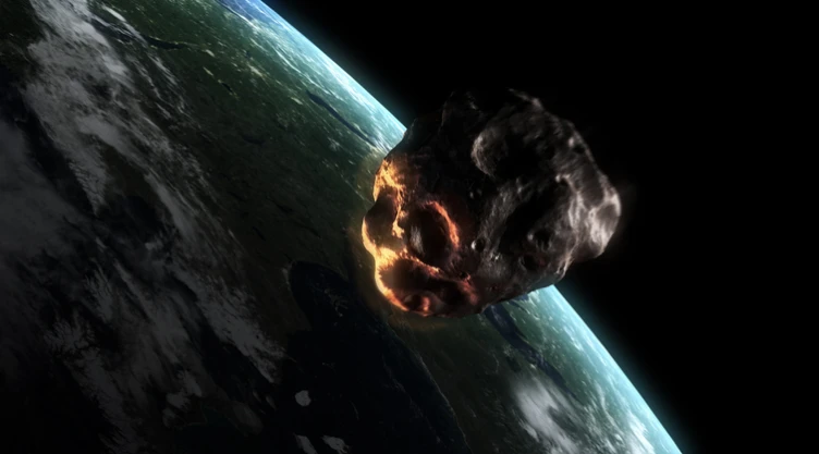 Asteroid approaching Earth, artwork