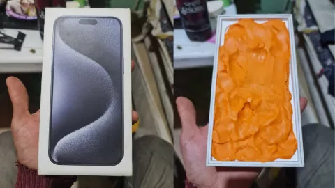 Hombre compra iPhone; recibe caja con plastilina