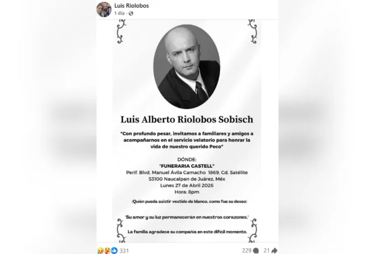 Muere el actor Luis Alberto Riolobos tras enfrentar una dura enfermedad