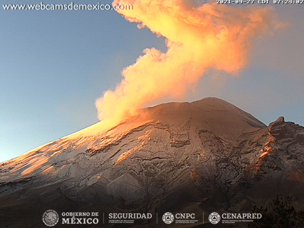 El Volcán Popocatépetl emitió 215 exhalaciones en las últimas 24 horas