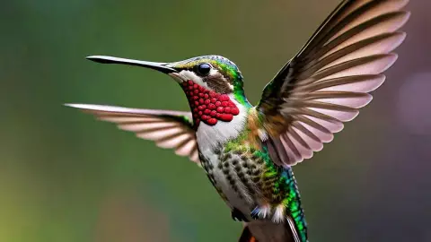 Colibrí volando con alas abiertas