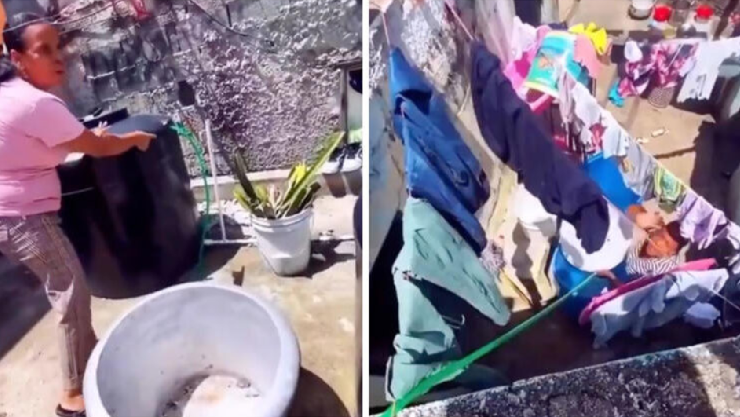 Video Mujer le roba agua a su vecina de su propio tinaco