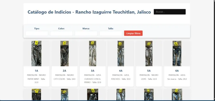 Plataforma para identificar ropa en Rancho Izaguirre Así pueden buscar indicios