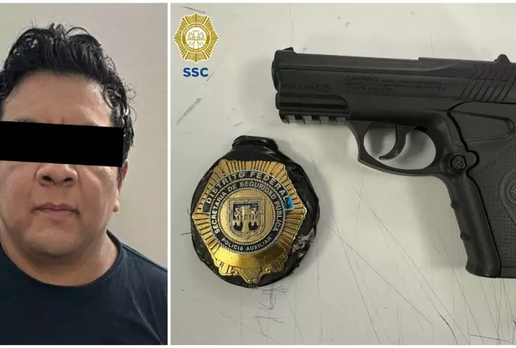 Un hombre con una placa de policía de CDMX fue detenido en Tlalpan.